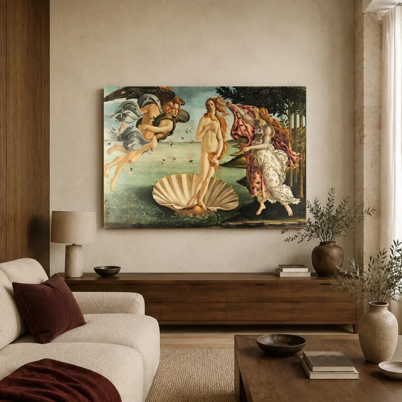 The Birth of Venus Renaissance Fine Art Print — canvas 2 room mockup