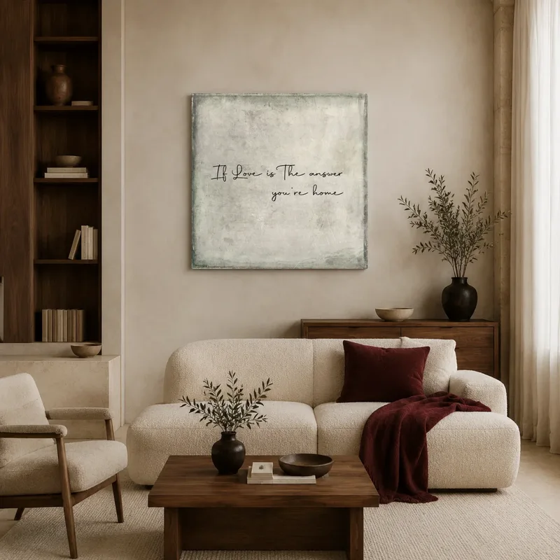If Love Is The Answer You're Home Typography Print — canvas 2 room mockup