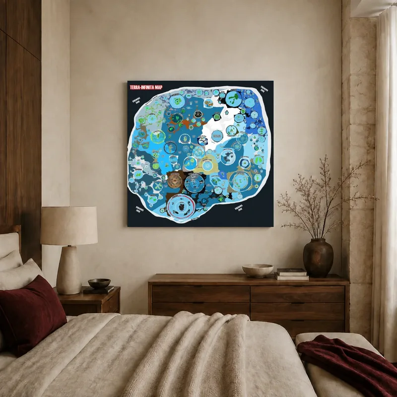 Terra-Infinita Fantasy Map Art Print — canvas 1 room mockup