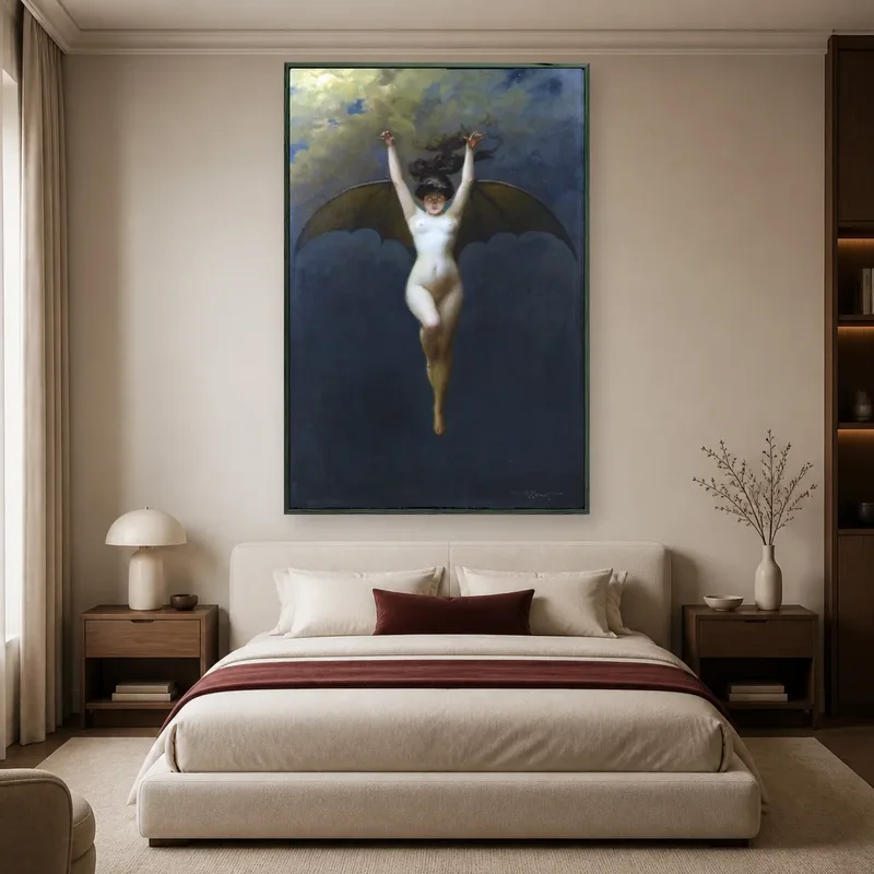 La Femme Chauve-Souris Bat Woman Canvas Print — black room mockup
