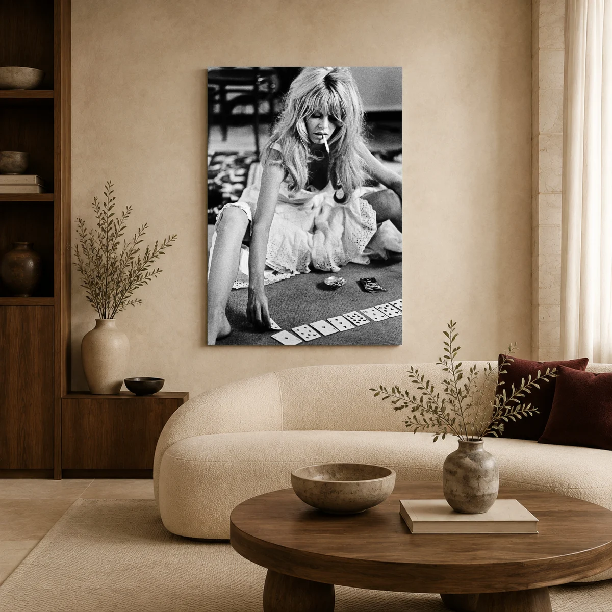 Brigitte Bardot Vintage Playing Cards Print in a styled interior