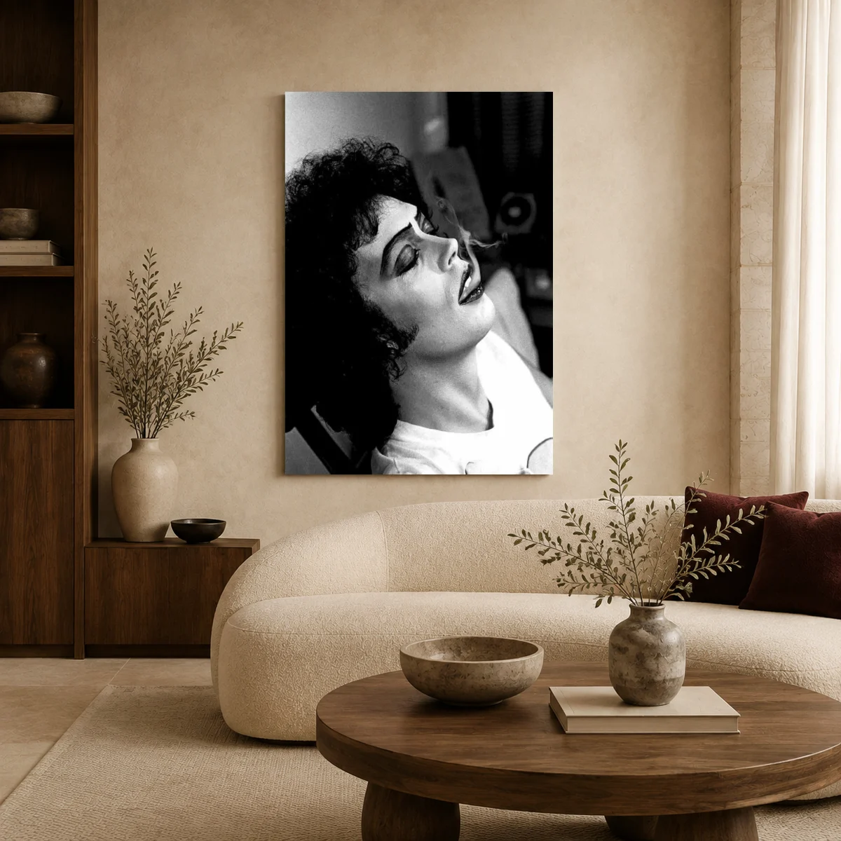 Tim Curry as Frank-N-Furter Cult Classic Portrait Canvas Print in a styled interior