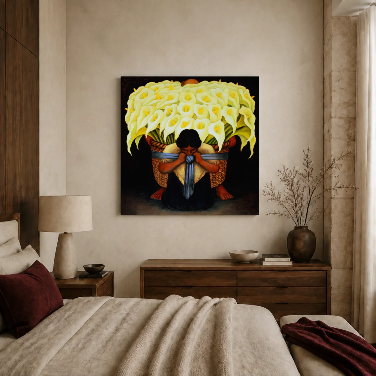 The Flower Seller Masterpiece Fine Art Canvas Print — canvas 1 room mockup