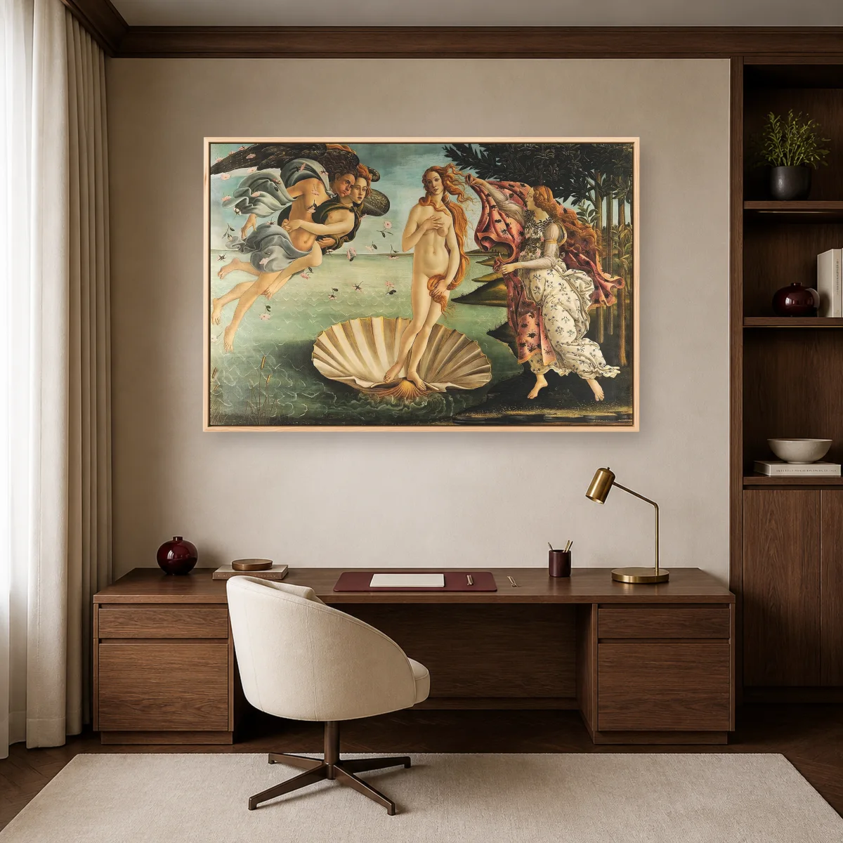The Birth of Venus Renaissance Fine Art Print — natural room mockup
