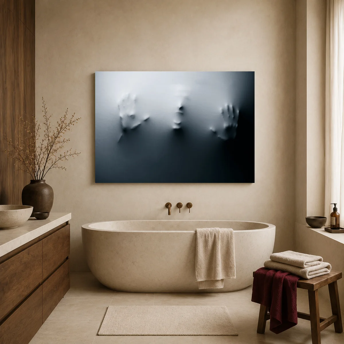 Surrealist Wall Art Veiled Human Face Canvas Print — canvas 1 room mockup