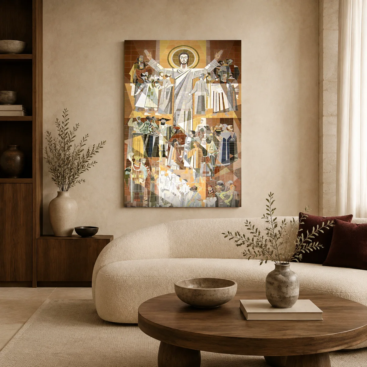 Christ of the Ohio Mid-Century Mosaic Canvas Print — canvas 1 room mockup