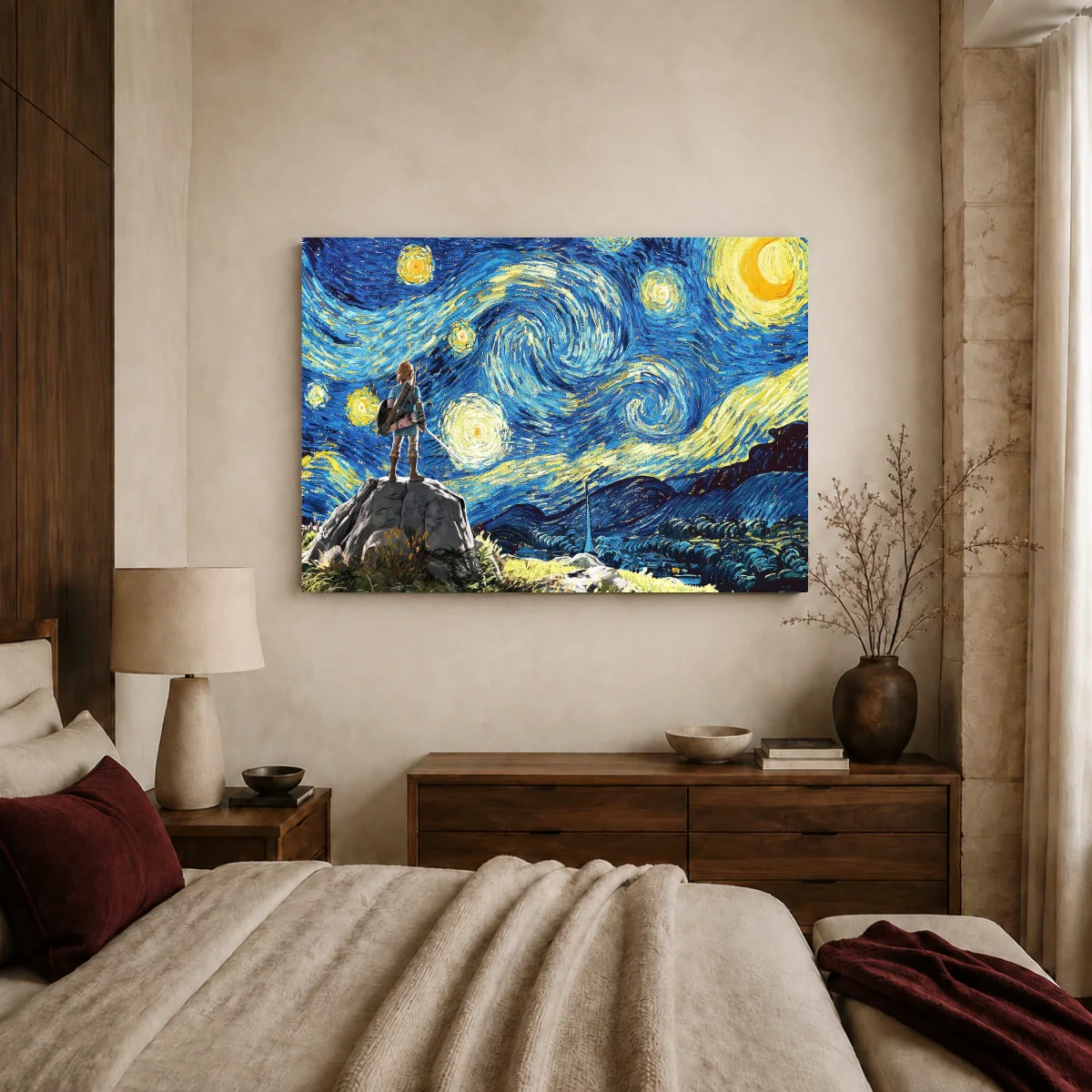 Starry Night Over Hyrule Canvas Print — canvas 2 room mockup