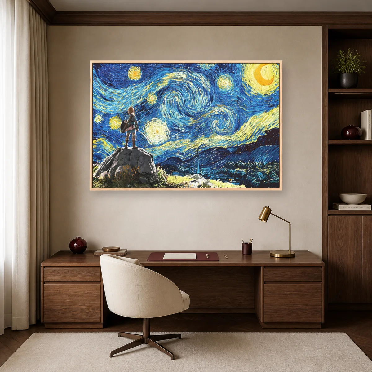 Starry Night Over Hyrule Canvas Print — natural room mockup
