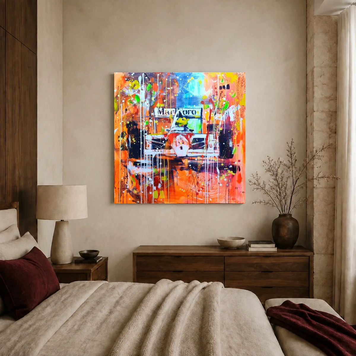 Formula One Abstract Racing Car Canvas Print — canvas 2 room mockup