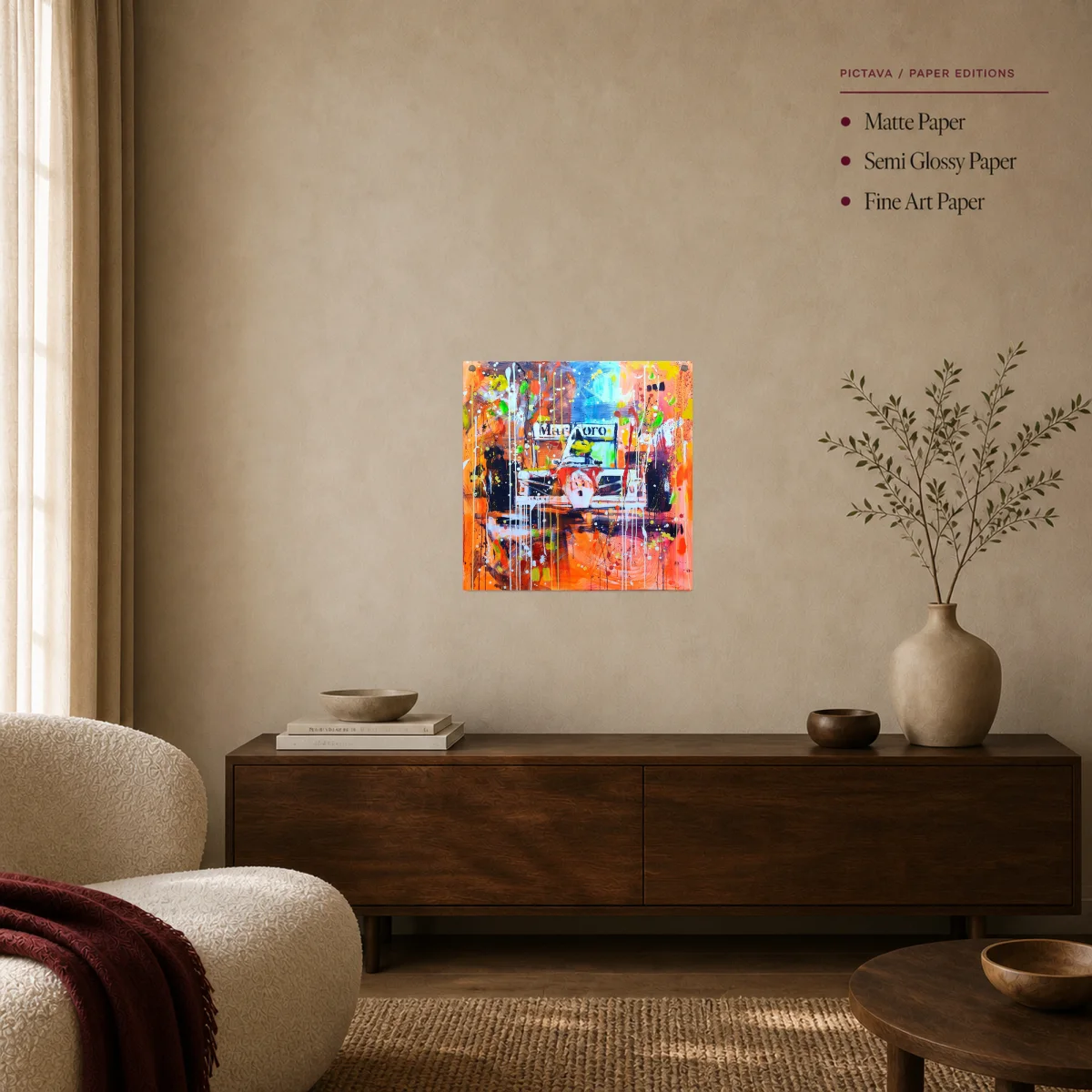 Formula One Abstract Racing Car Canvas Print — poster room mockup