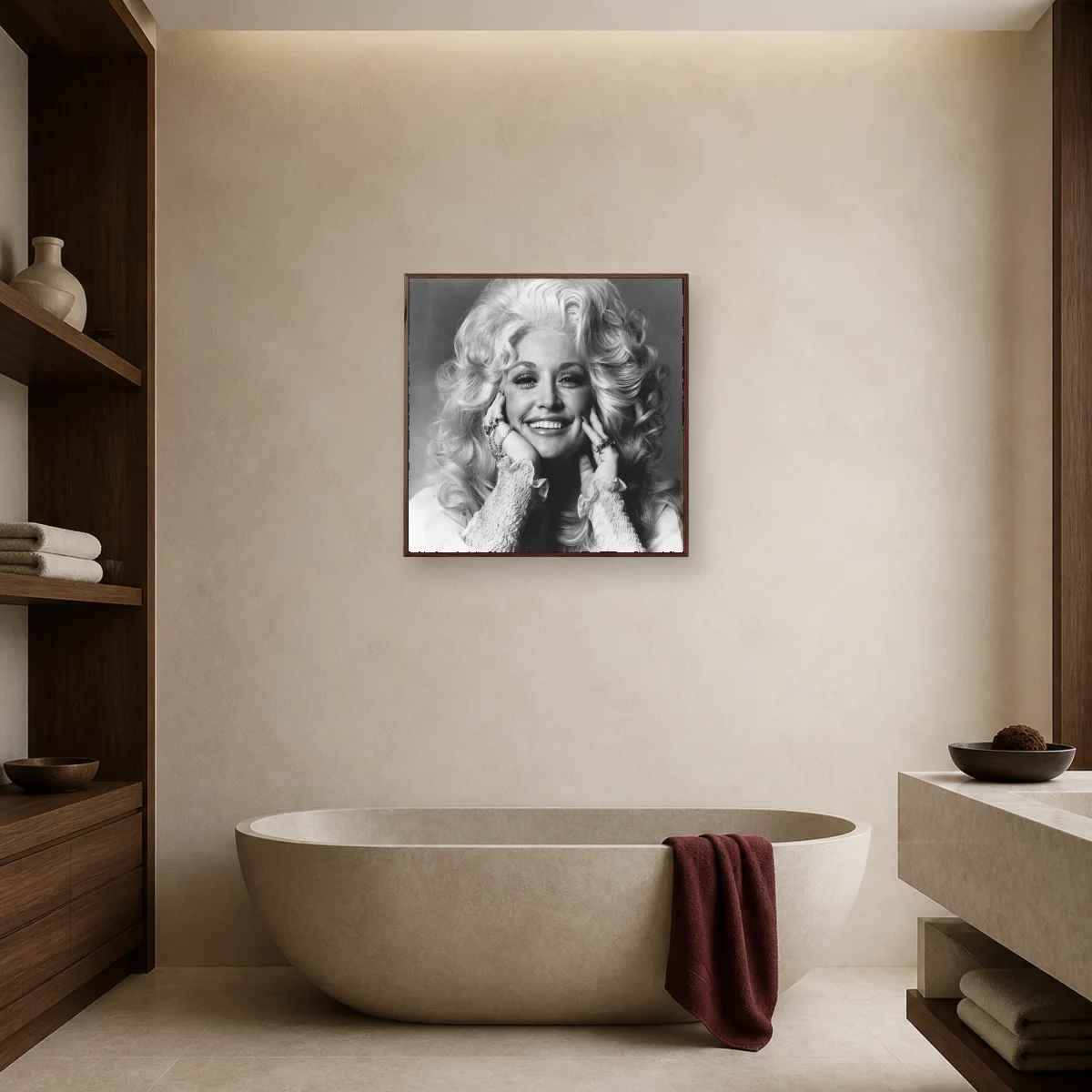 Dolly Parton Iconic Black and White Music Portrait Art Print — espresso room mockup