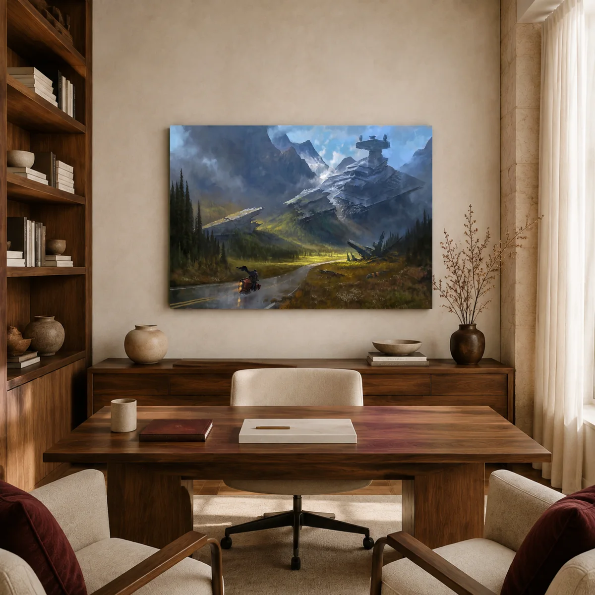 Fallen Star Destroyer Canvas Art Print — canvas 2 room mockup