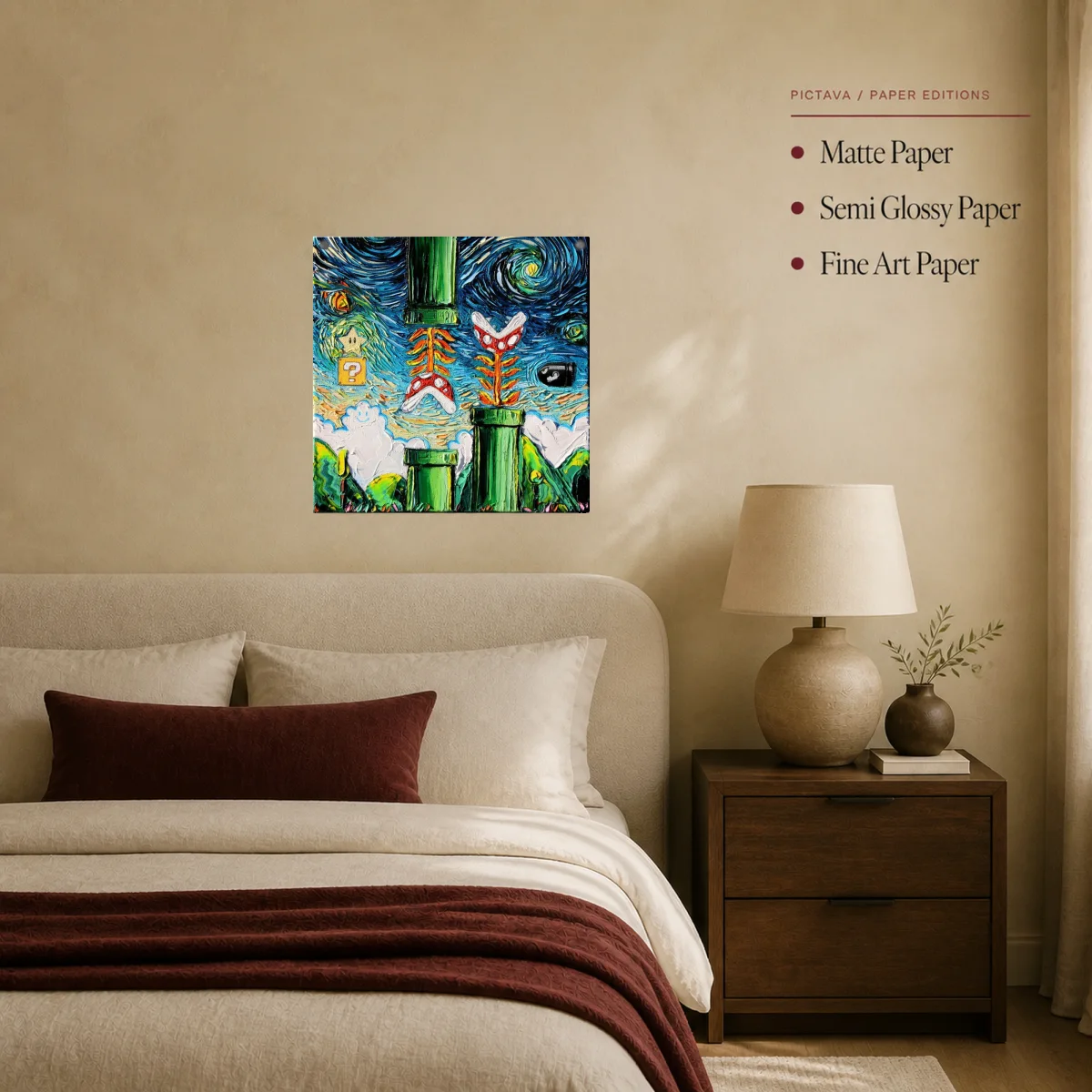 Starry Night Over The Mushroom Kingdom Canvas Print — poster room mockup