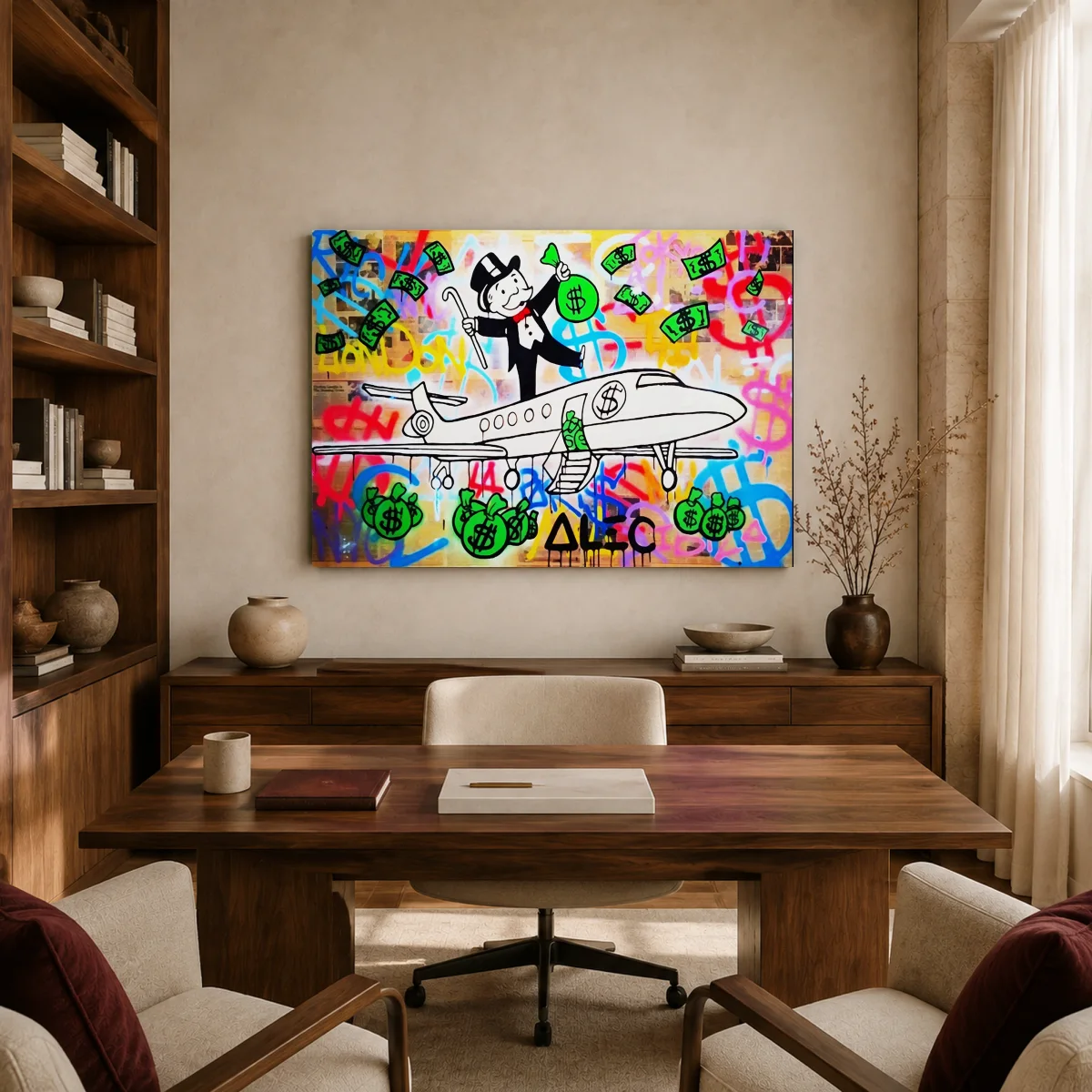 Monopoly Man Wealth Street Art Canvas Print — canvas 2 room mockup