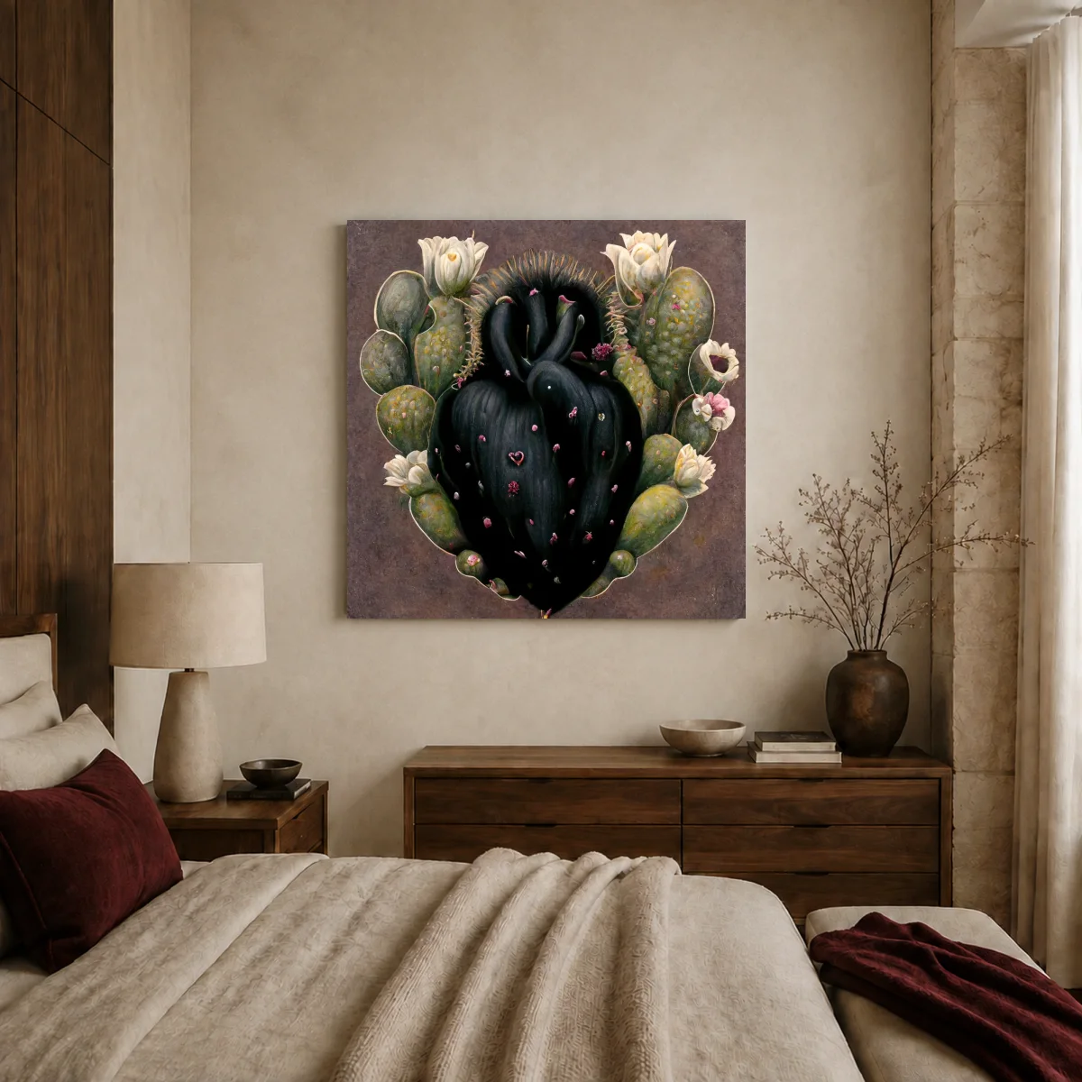 Surreal Botanical Heart Wall Art Canvas Print — canvas 2 room mockup