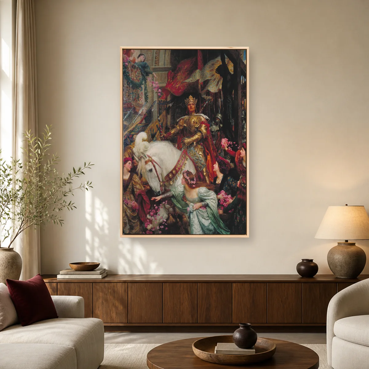 A Dedication Canvas Print by Edmund Blair Leighton — natural room mockup