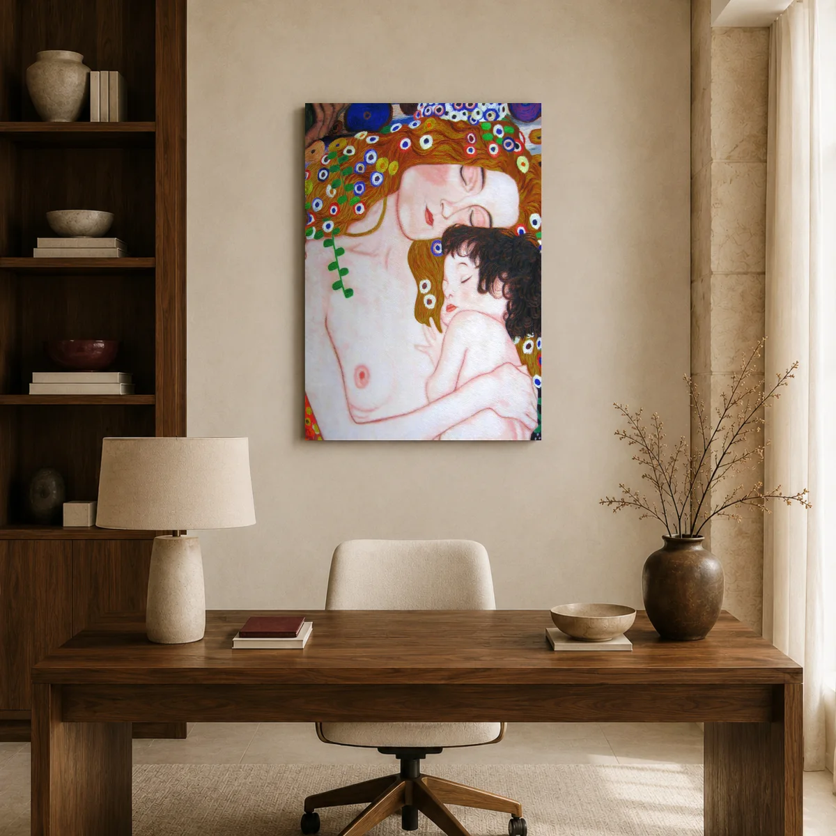 Mother and Child Art Nouveau Canvas Print — canvas 1 room mockup