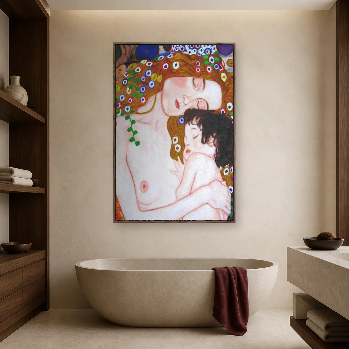 Mother and Child Art Nouveau Canvas Print — espresso room mockup