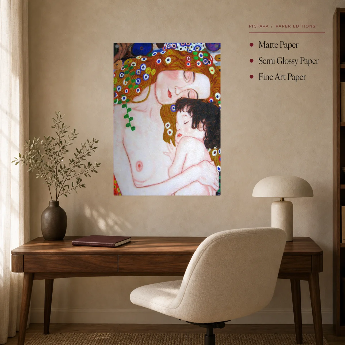 Mother and Child Art Nouveau Canvas Print — poster room mockup