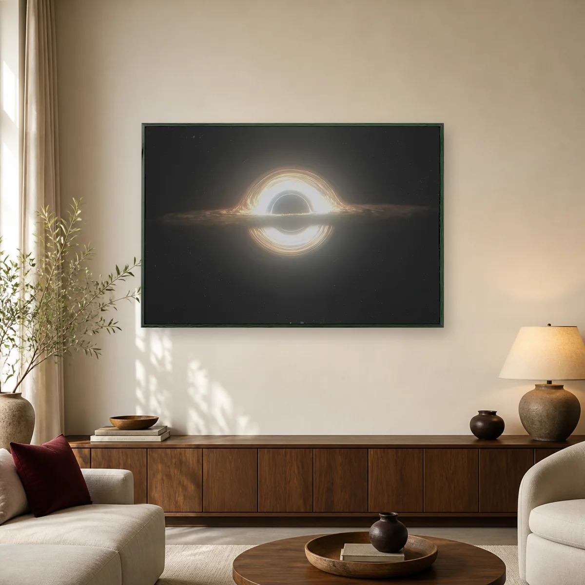 Interstellar Gargantua Black Hole Canvas Print — black room mockup