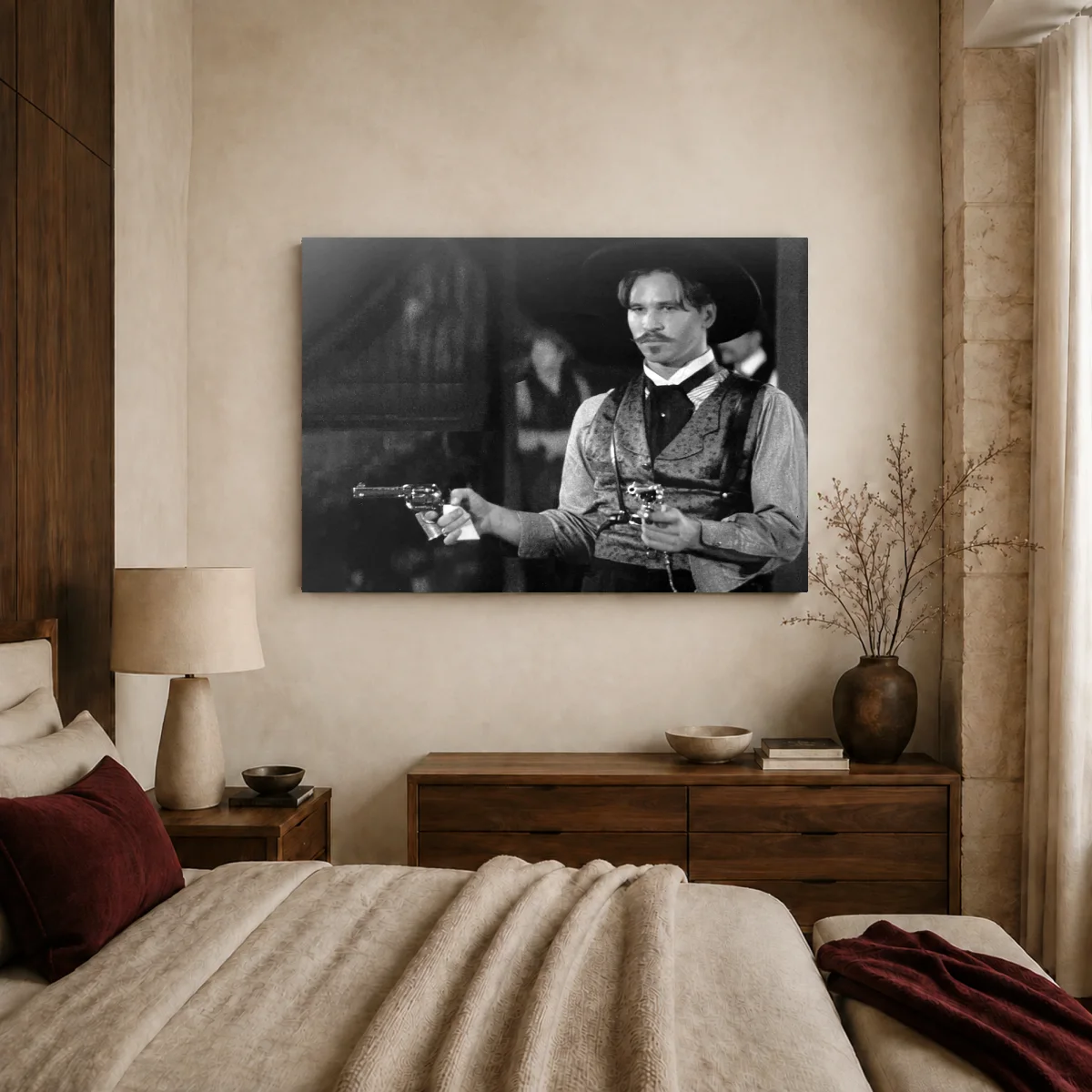 Doc Holliday Tombstone Movie Canvas Wall Art — canvas 2 room mockup