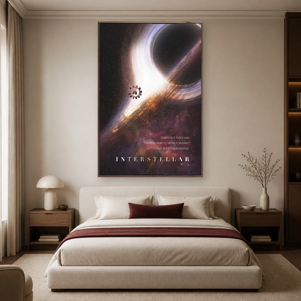 Interstellar Spacecraft and Black Hole Movie Wall Art — espresso room mockup