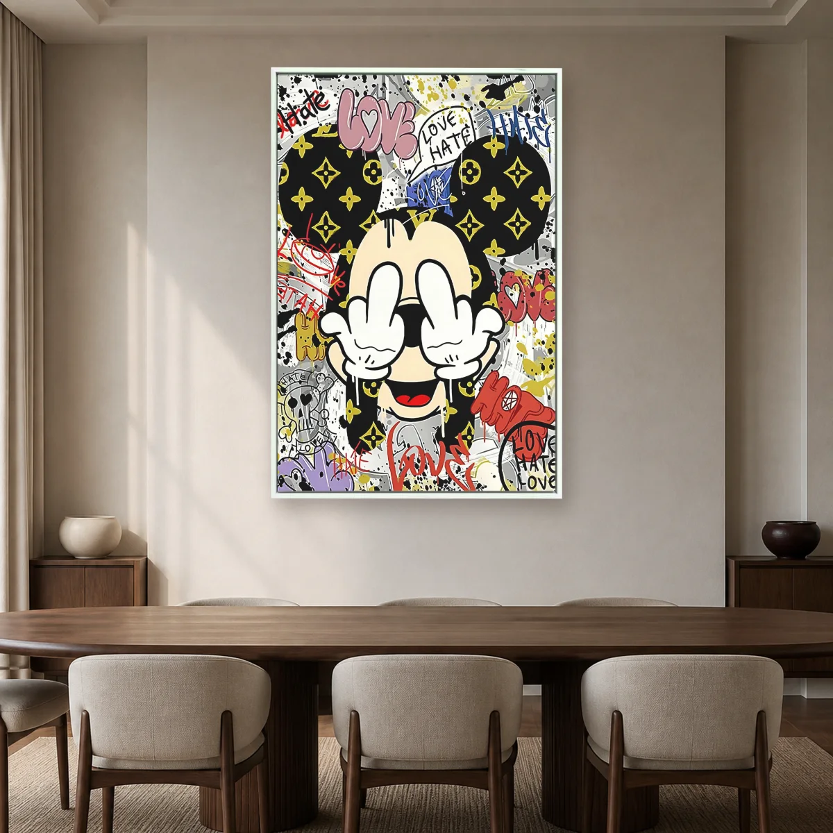 Urban Subversion Mickey Pop Art Canvas Print — white room mockup