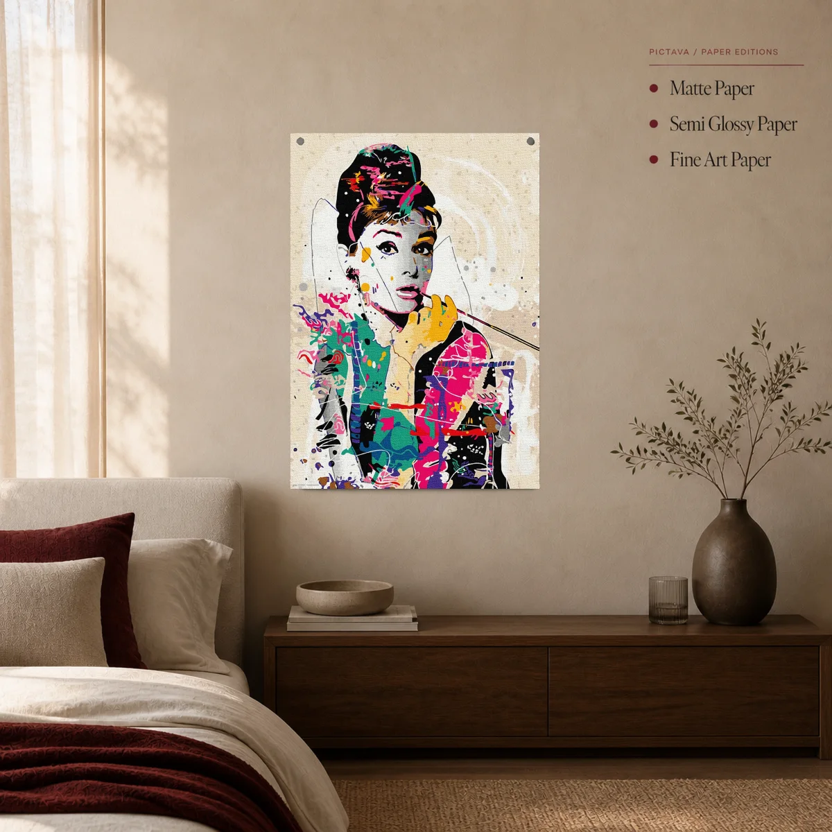 Audrey Hepburn Pop Art Canvas Wall Art — poster room mockup