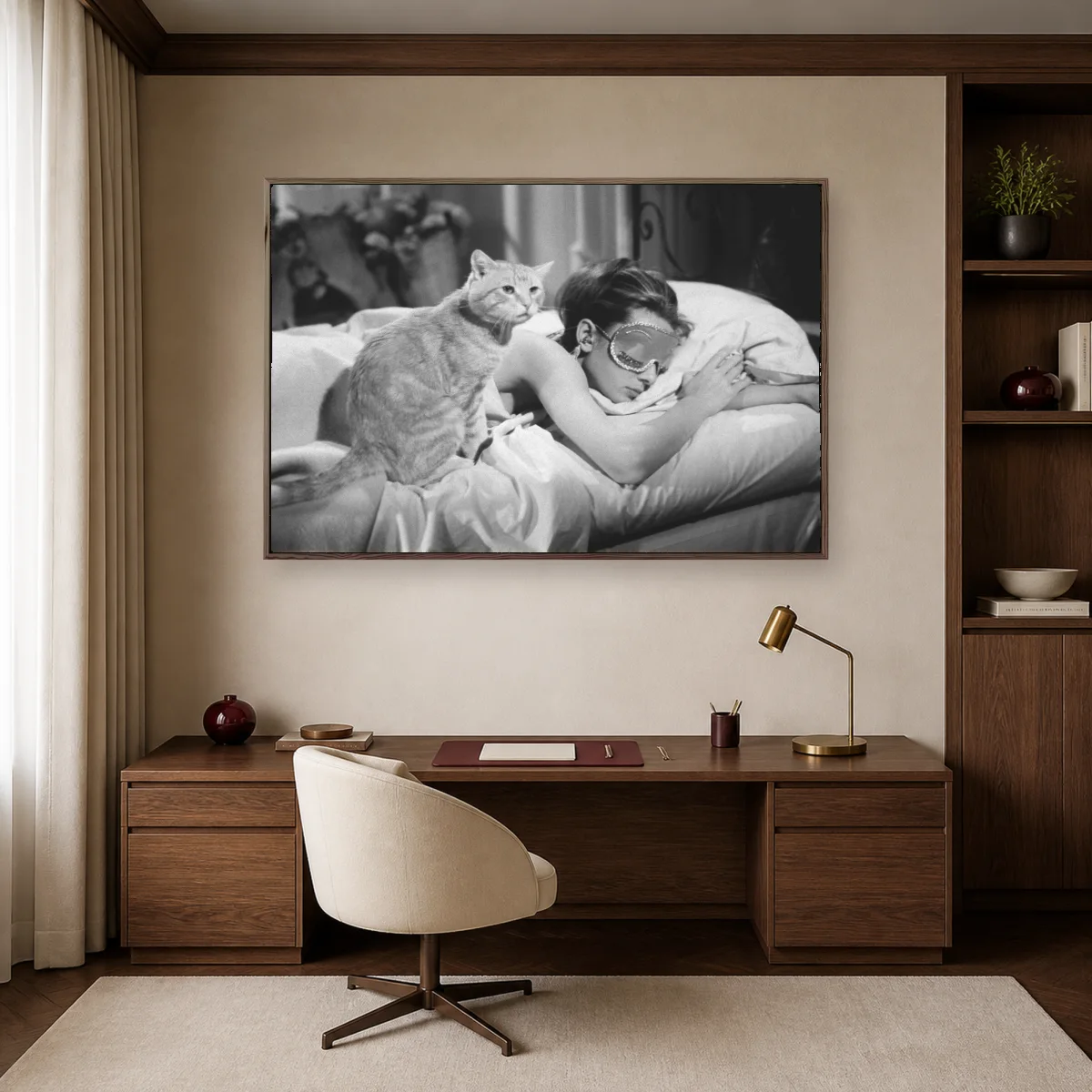 Audrey Hepburn Vintage Movie Wall Art Print — espresso room mockup