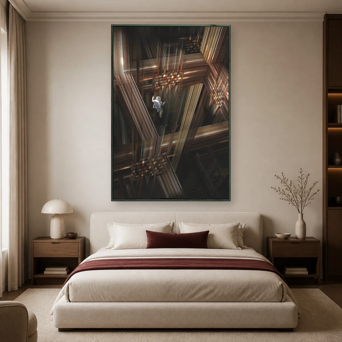 Cosmic Library Surreal Sci-Fi Wall Art — black room mockup