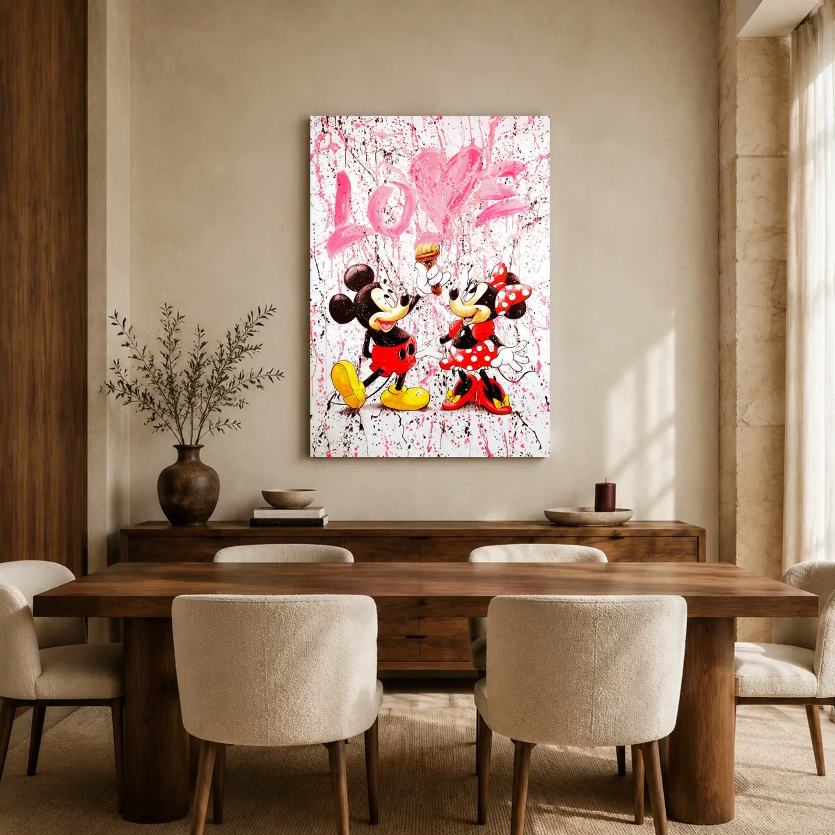 Mickey and Minnie Love Pop Art Canvas Print — canvas 2 room mockup