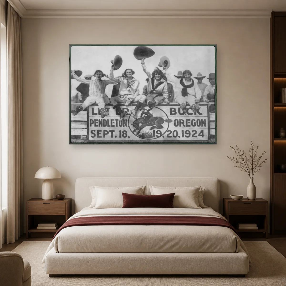 Pendleton Roundup 1924 Cowgirls Historic Photograph — black room mockup