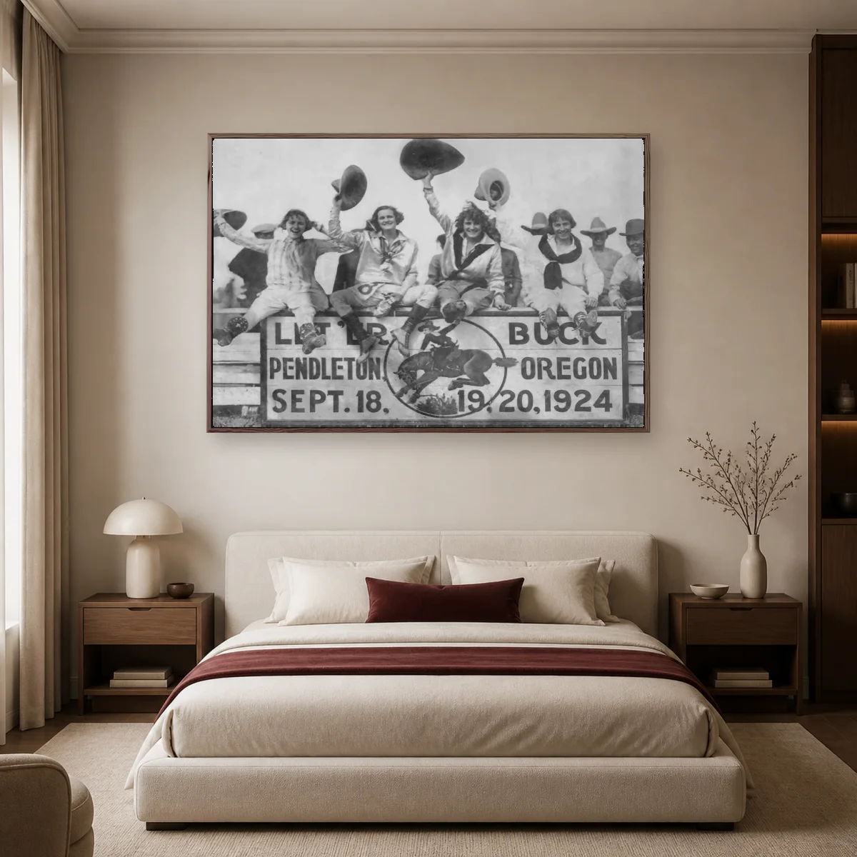 Pendleton Roundup 1924 Cowgirls Historic Photograph — espresso room mockup