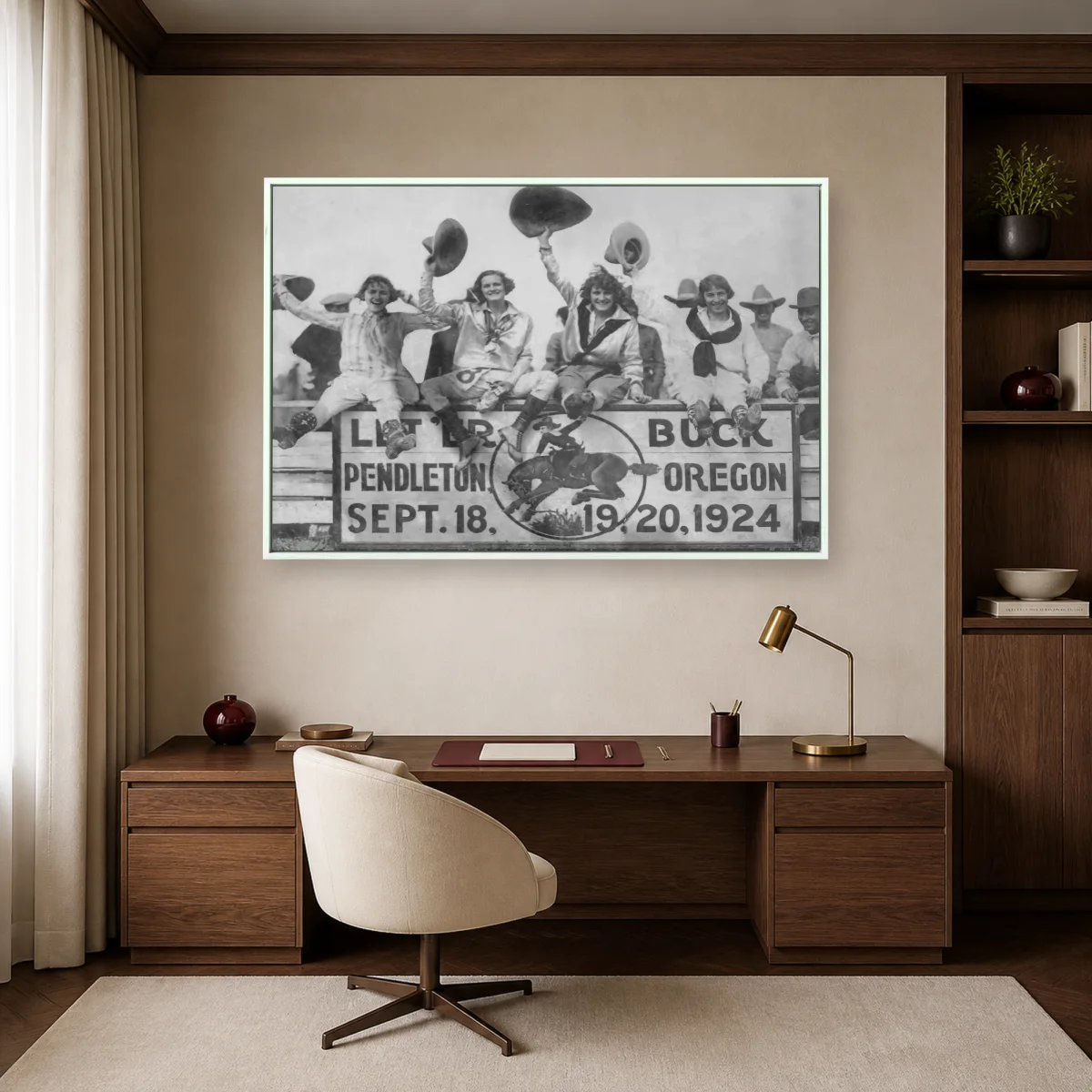 Pendleton Roundup 1924 Cowgirls Historic Photograph — white room mockup
