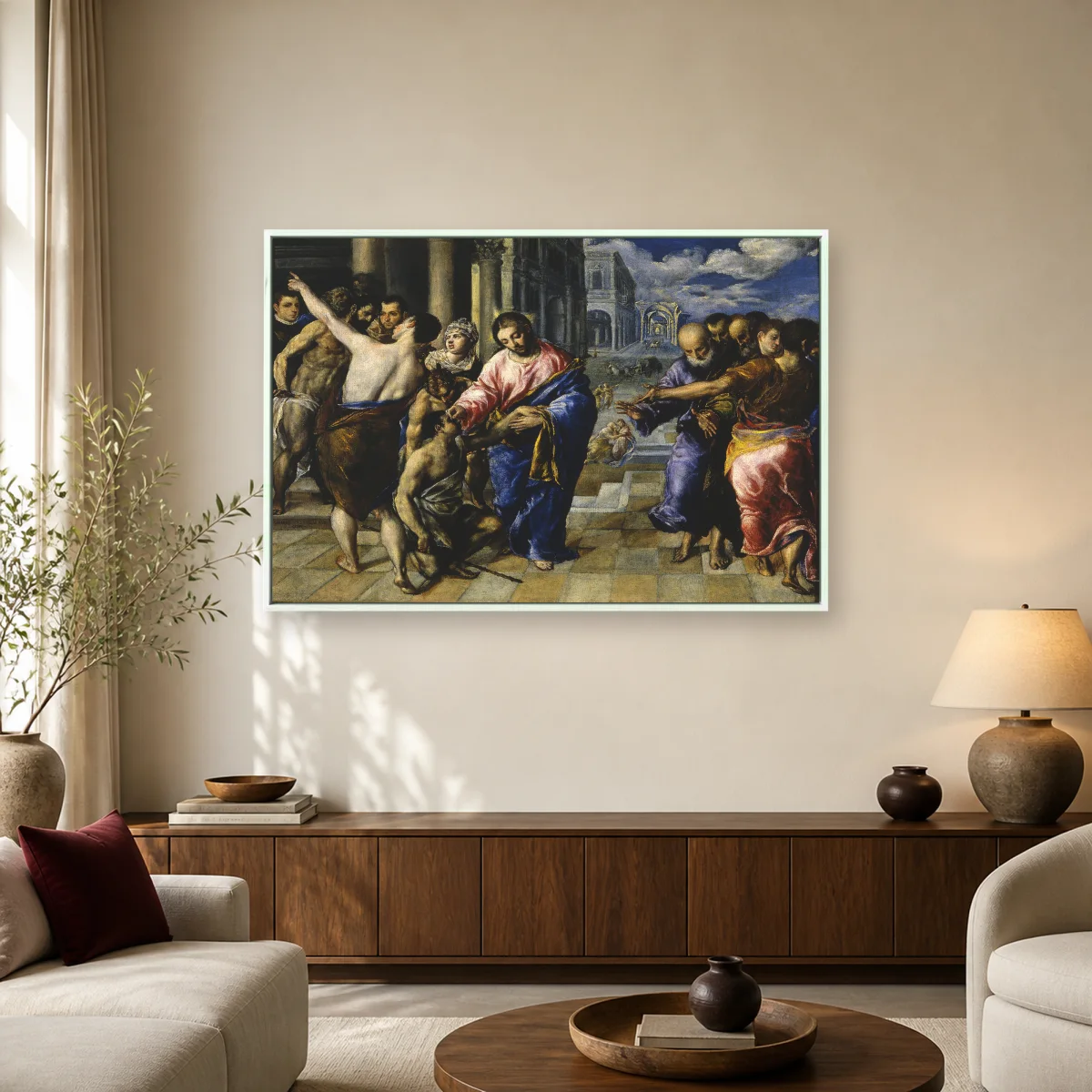 Christ Healing the Blind Canvas Print | Fine Art Masterpiece — white room mockup