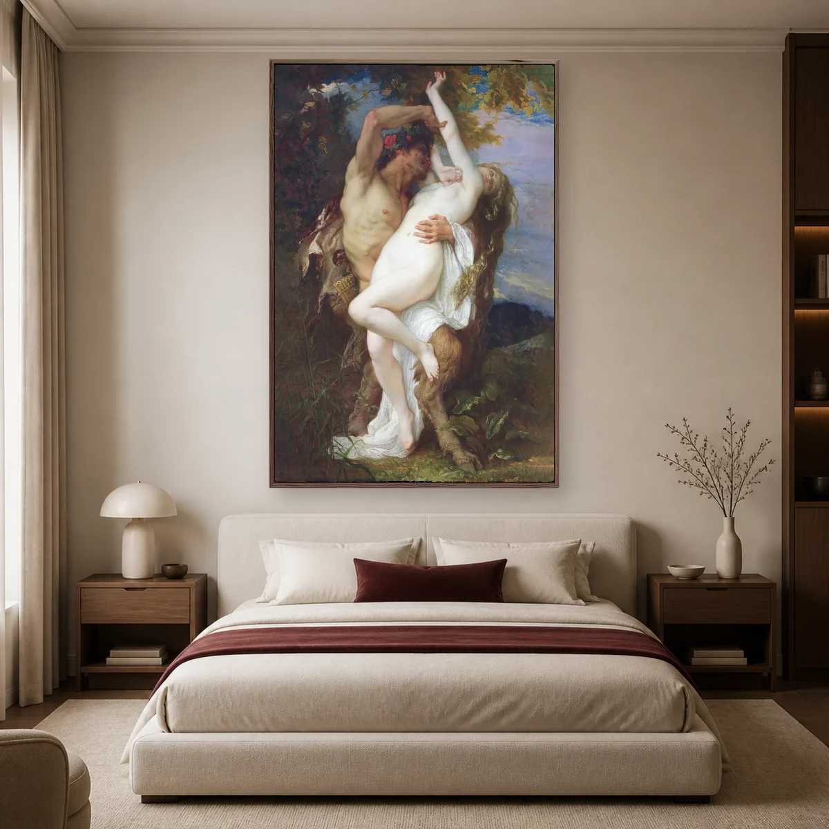 Nymph and Satyr Fine Art Print by William-Adolphe Bouguereau — espresso room mockup
