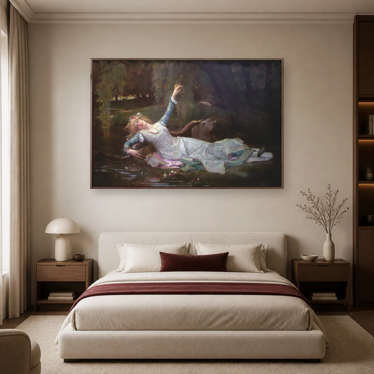 Ophelia Canvas Print by John Everett Millais Classic Literary Art — espresso room mockup