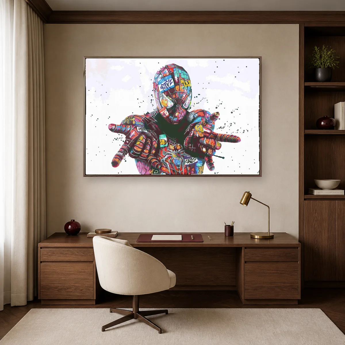Urban Graffitied Superhero Pop Art Canvas Print — espresso room mockup