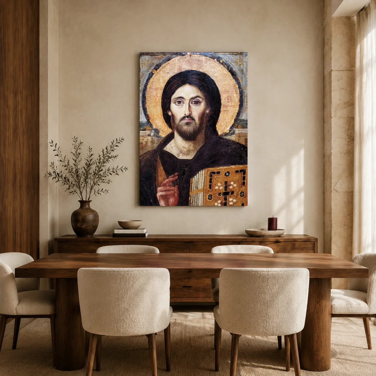 Christ Pantocrator Byzantine Icon Canvas Print — canvas 1 room mockup