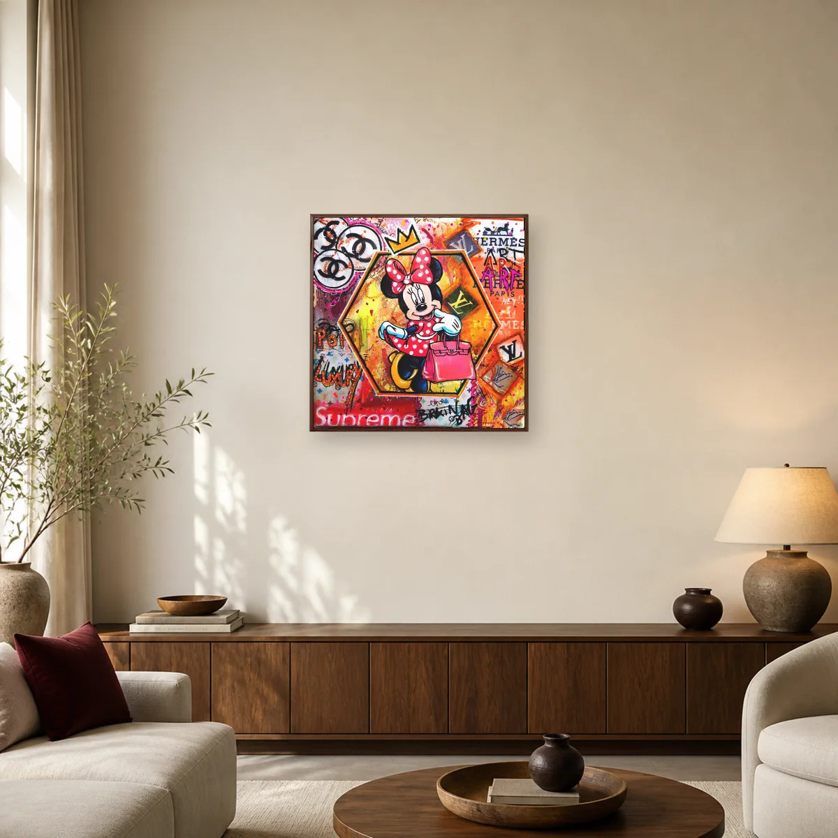 Minnie Mouse Luxury Pop Art Canvas Print — espresso room mockup