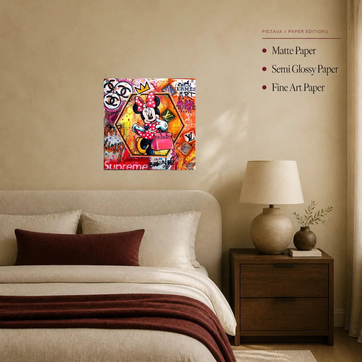 Minnie Mouse Luxury Pop Art Canvas Print — poster room mockup