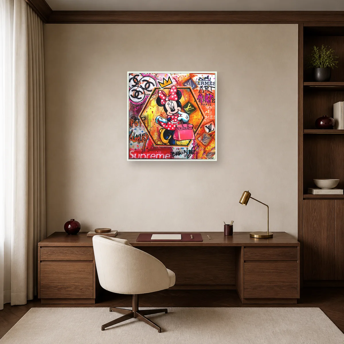 Minnie Mouse Luxury Pop Art Canvas Print — white room mockup