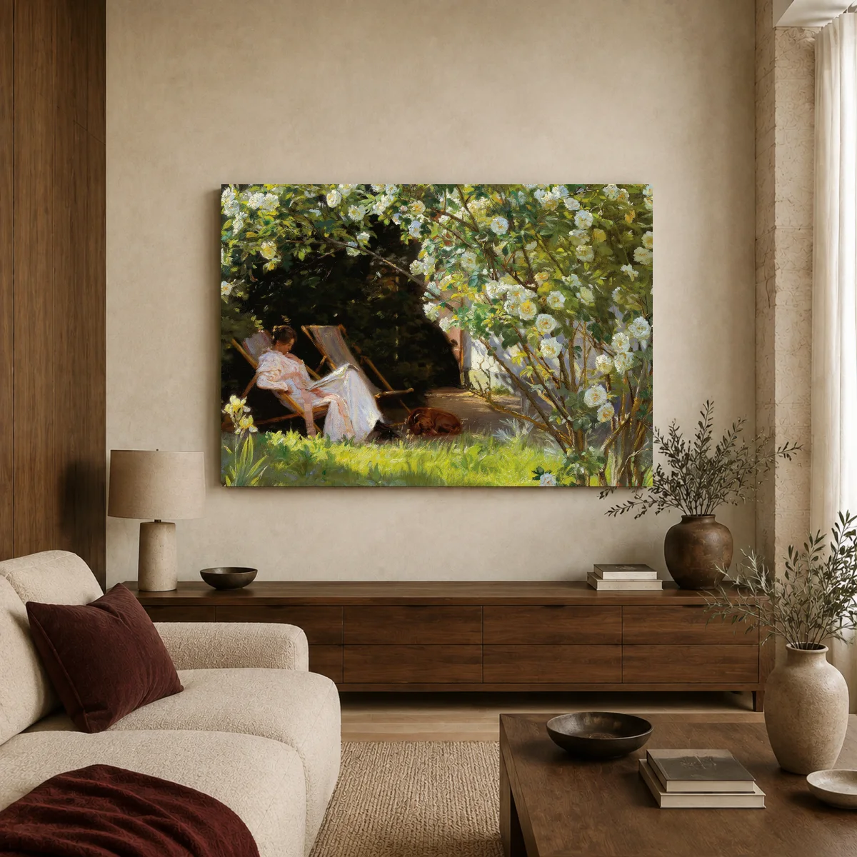 A Summer Day in the Garden Canvas Art Print — canvas 2 room mockup
