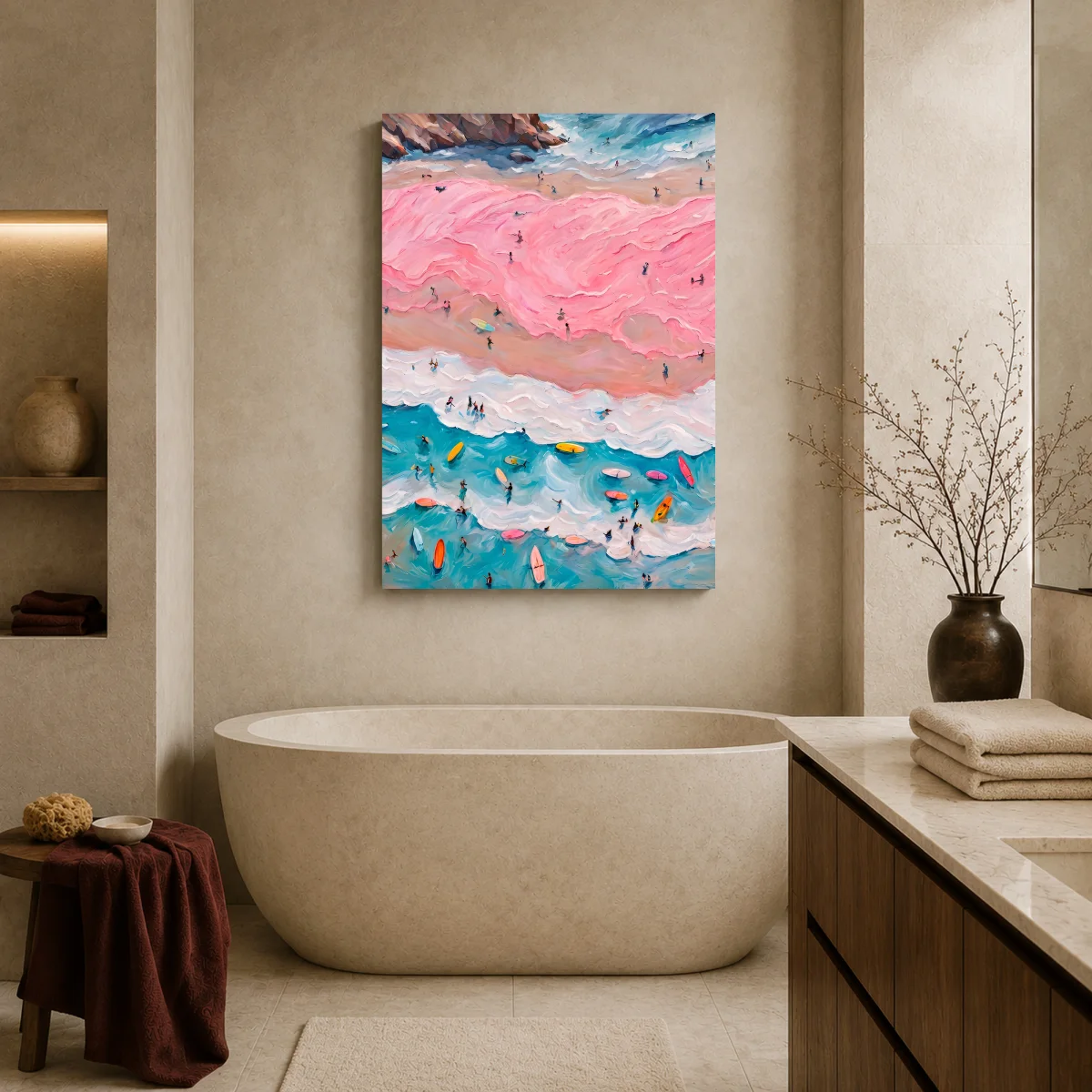 Aerial Beach Surf Canvas Print — canvas 1 room mockup