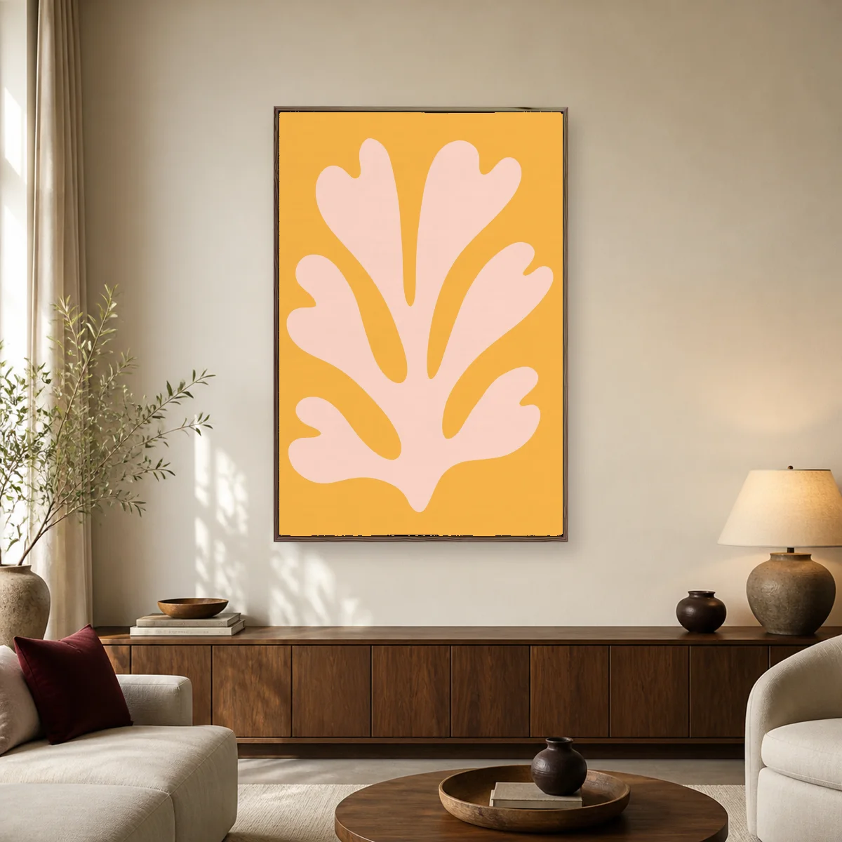 Abstract Coral Cut Out Wall Art — espresso room mockup